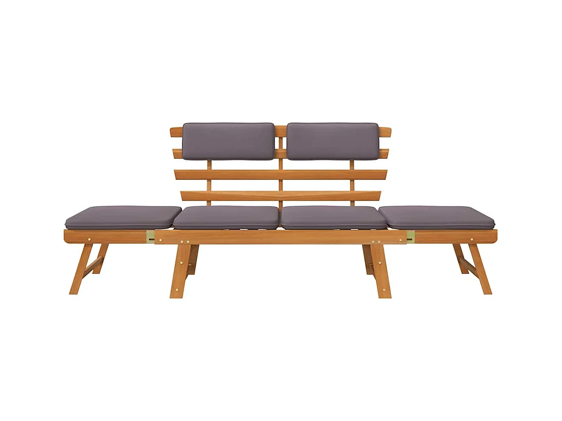2-in-1 Chaise Longue met kussen 190 cm Massief acaciahout