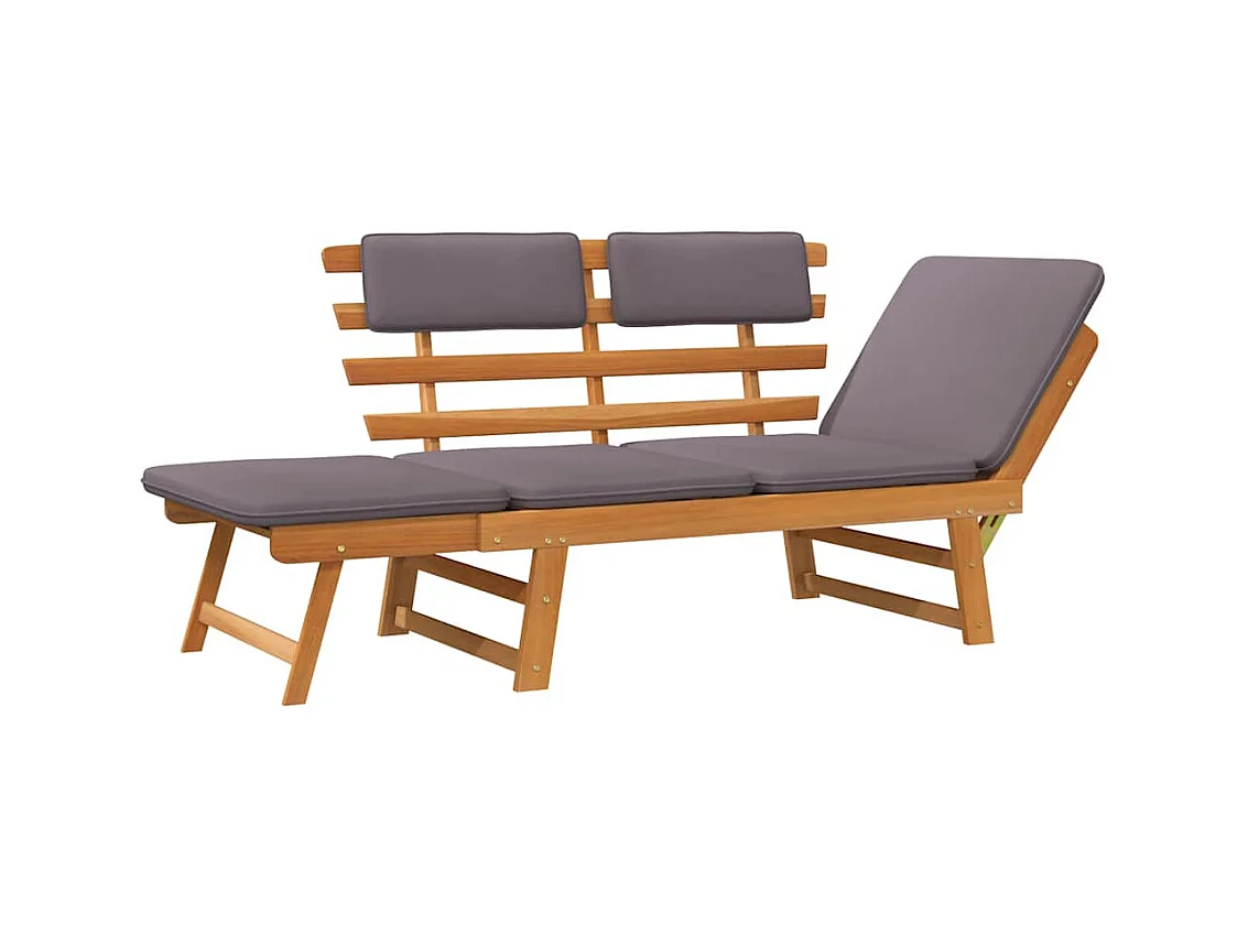 2-in-1 Chaise Longue met kussen 190 cm Massief acaciahout
