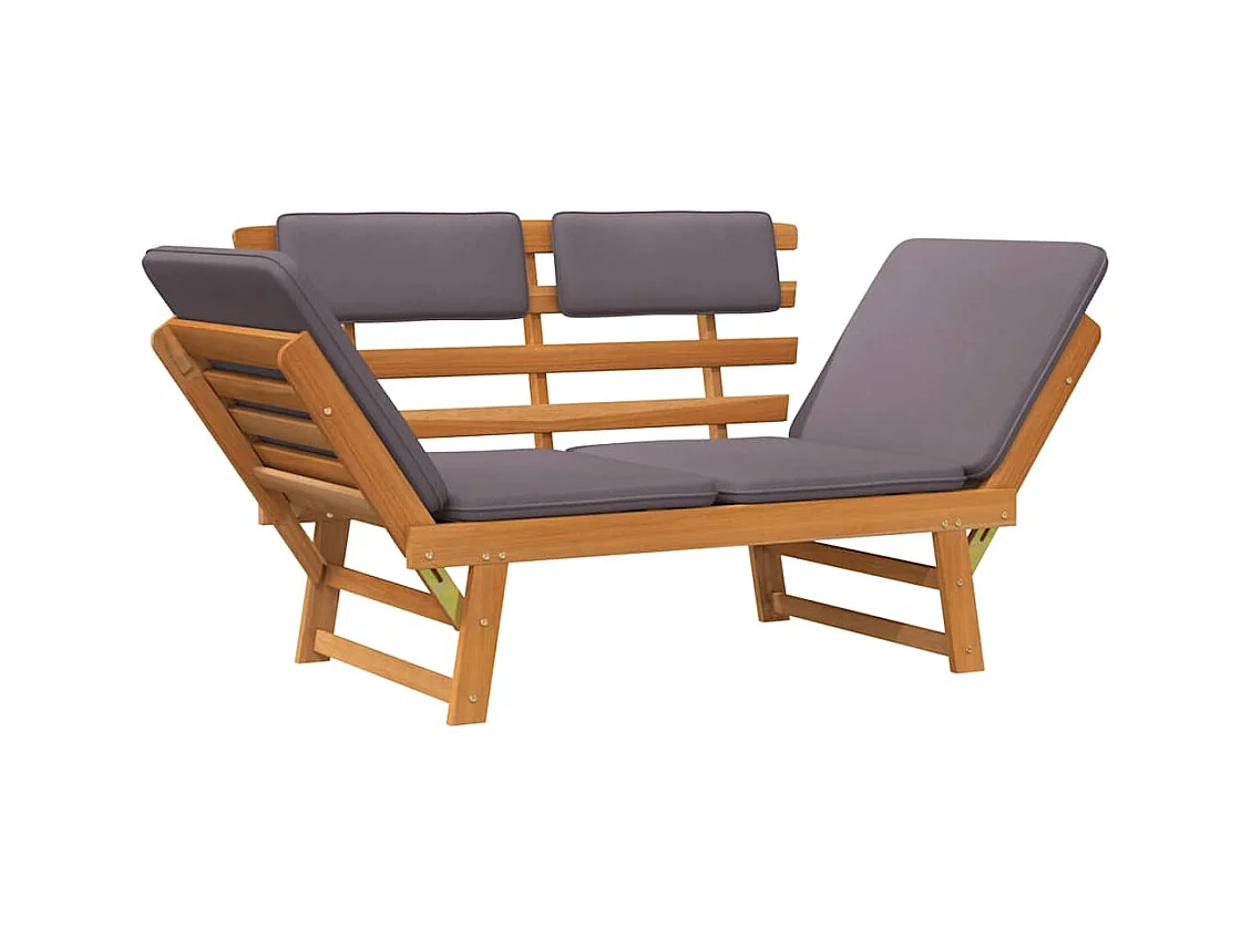 2-in-1 Chaise Longue met kussen 190 cm Massief acaciahout