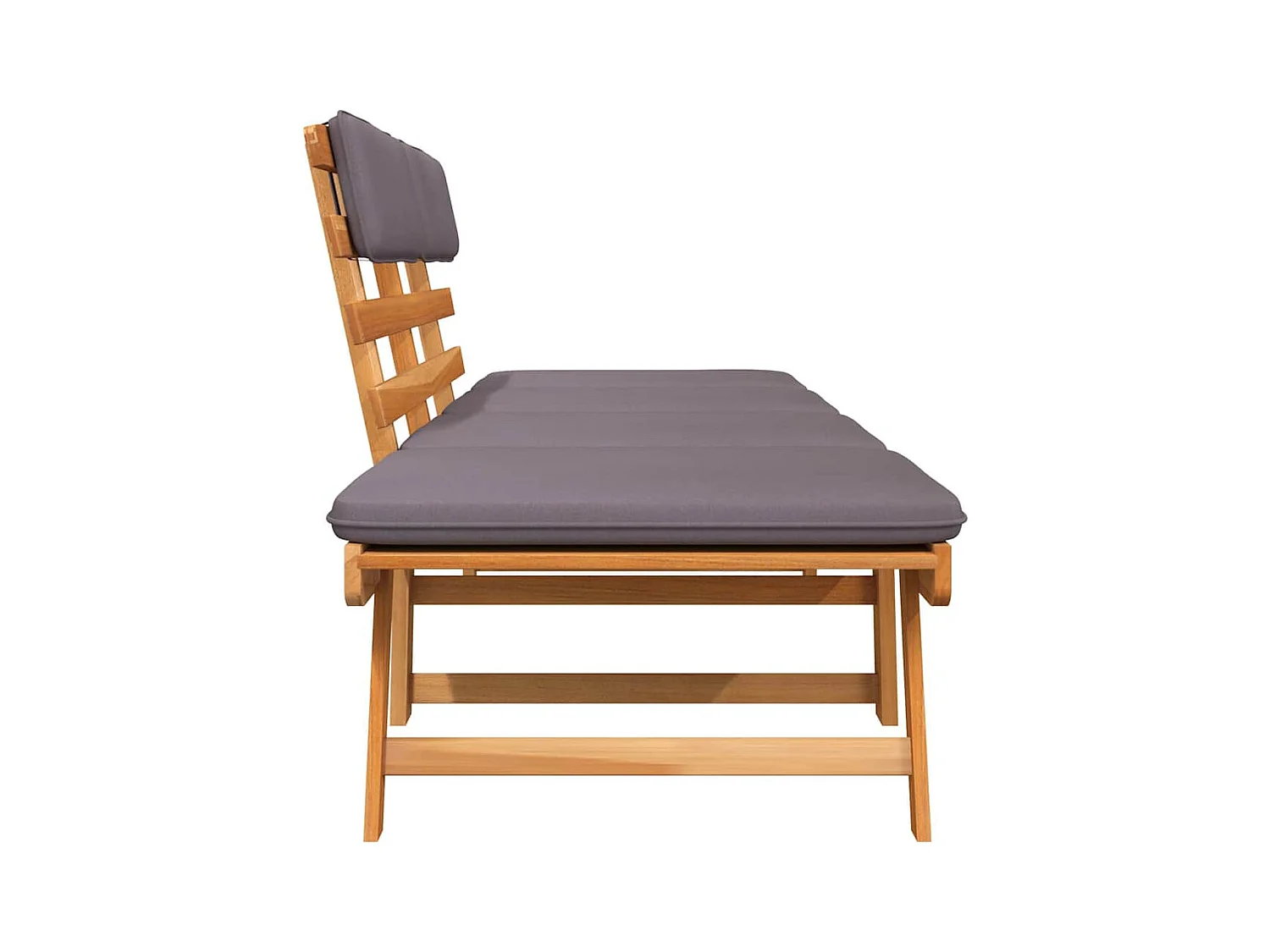 2-in-1 Chaise Longue met kussen 190 cm Massief acaciahout