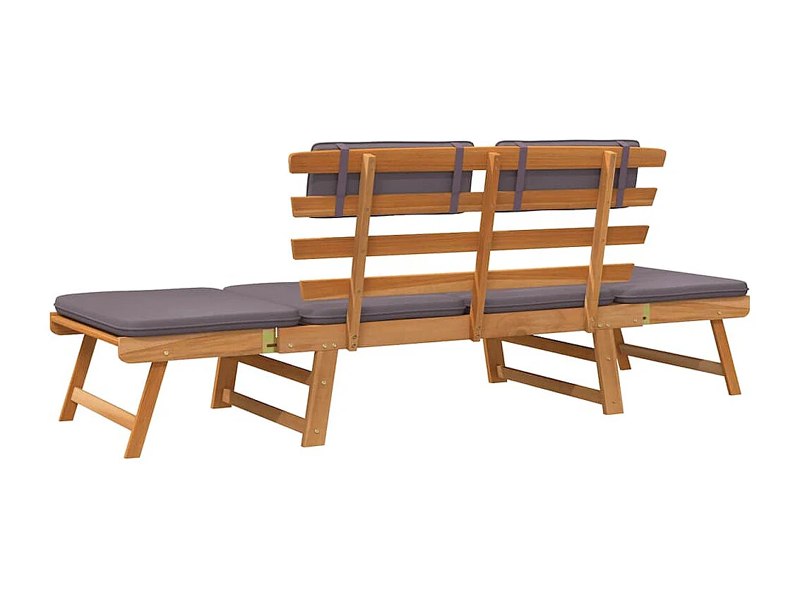 2-in-1 Chaise Longue met kussen 190 cm Massief acaciahout