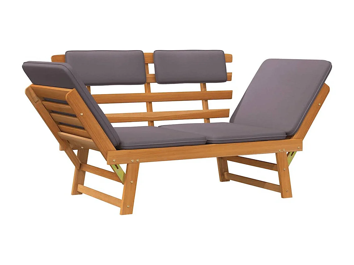 Chaise Longue 2 in 1 con cuscino 190 cm in legno massello di acacia