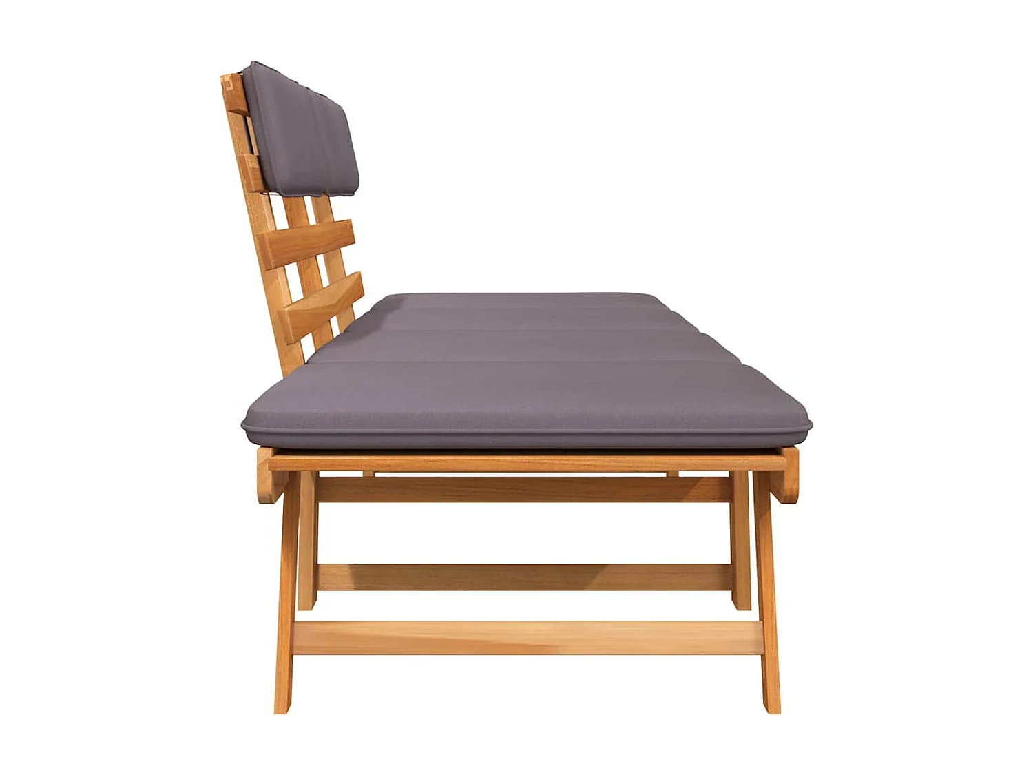 Chaise Longue 2 in 1 con cuscino 190 cm in legno massello di acacia