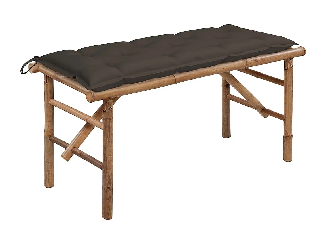 Panca da giardino pieghevole con cuscino 118 cm in bambù