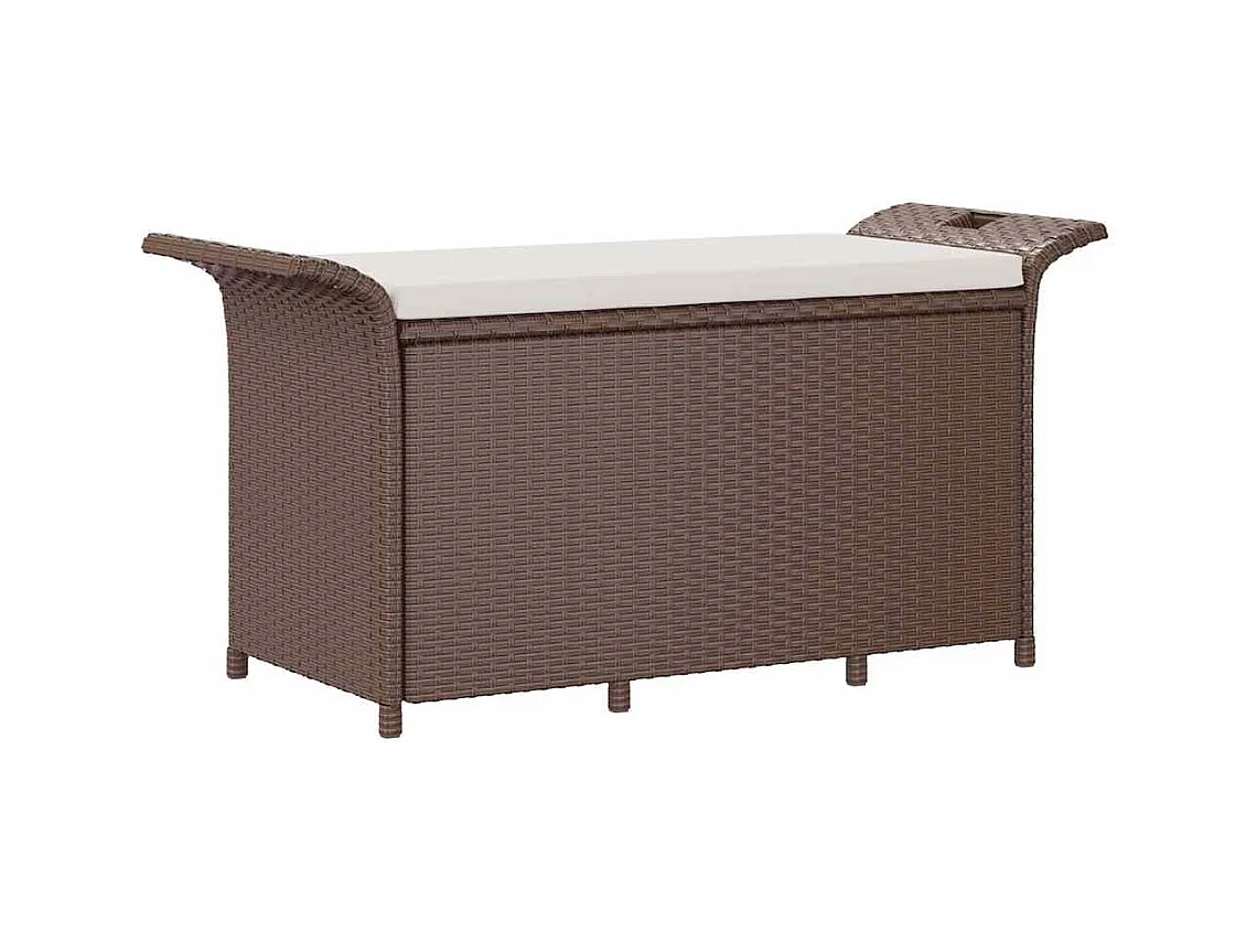 Banco de jardín con cojín marrón 116x46x57 cm resina tejida