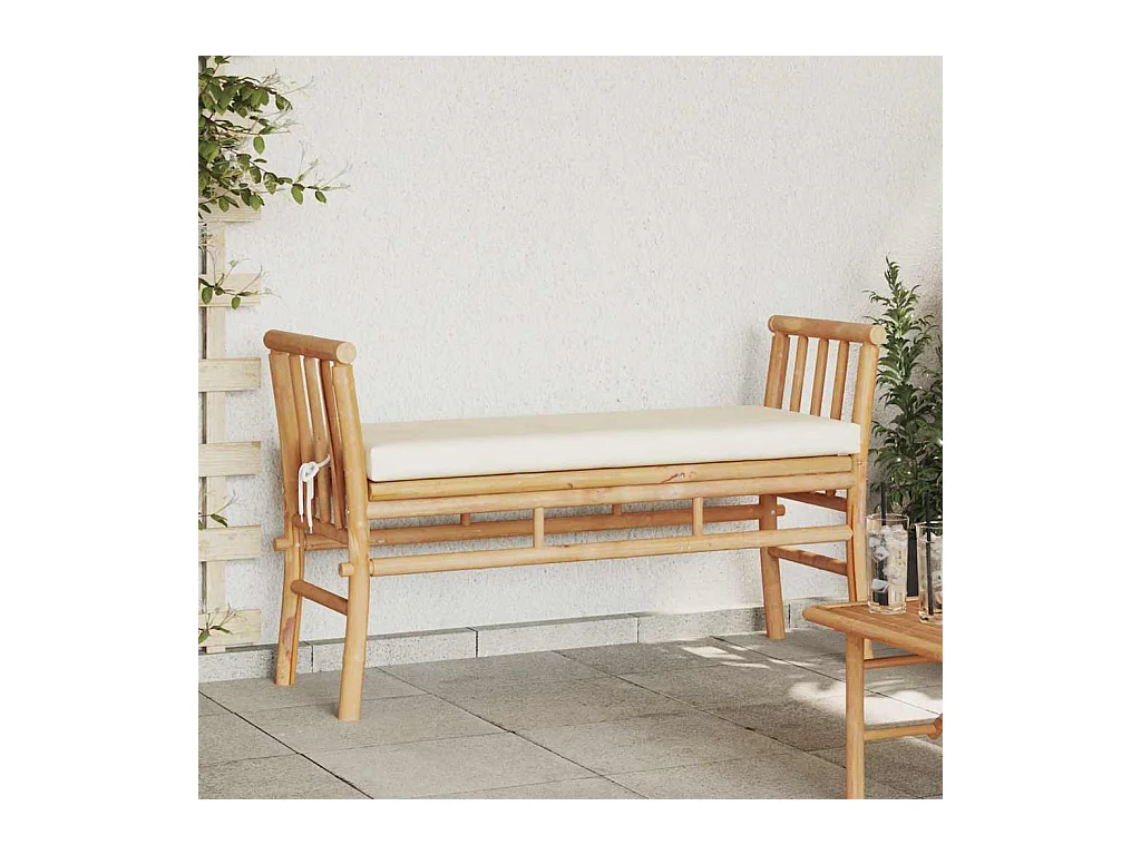Banc de jardin avec coussin Marron 110 x 38 x 65cm Bambou