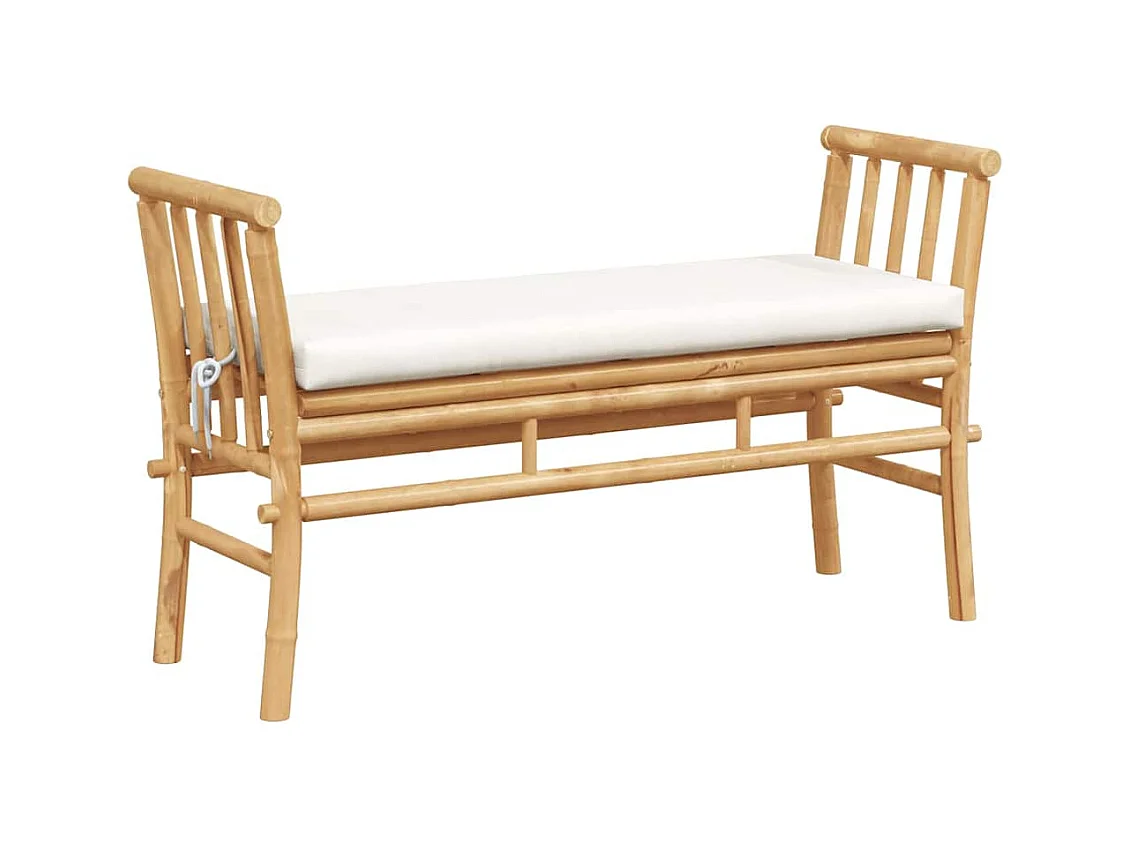 Banc de jardin avec coussin Marron 110 x 38 x 65cm Bambou