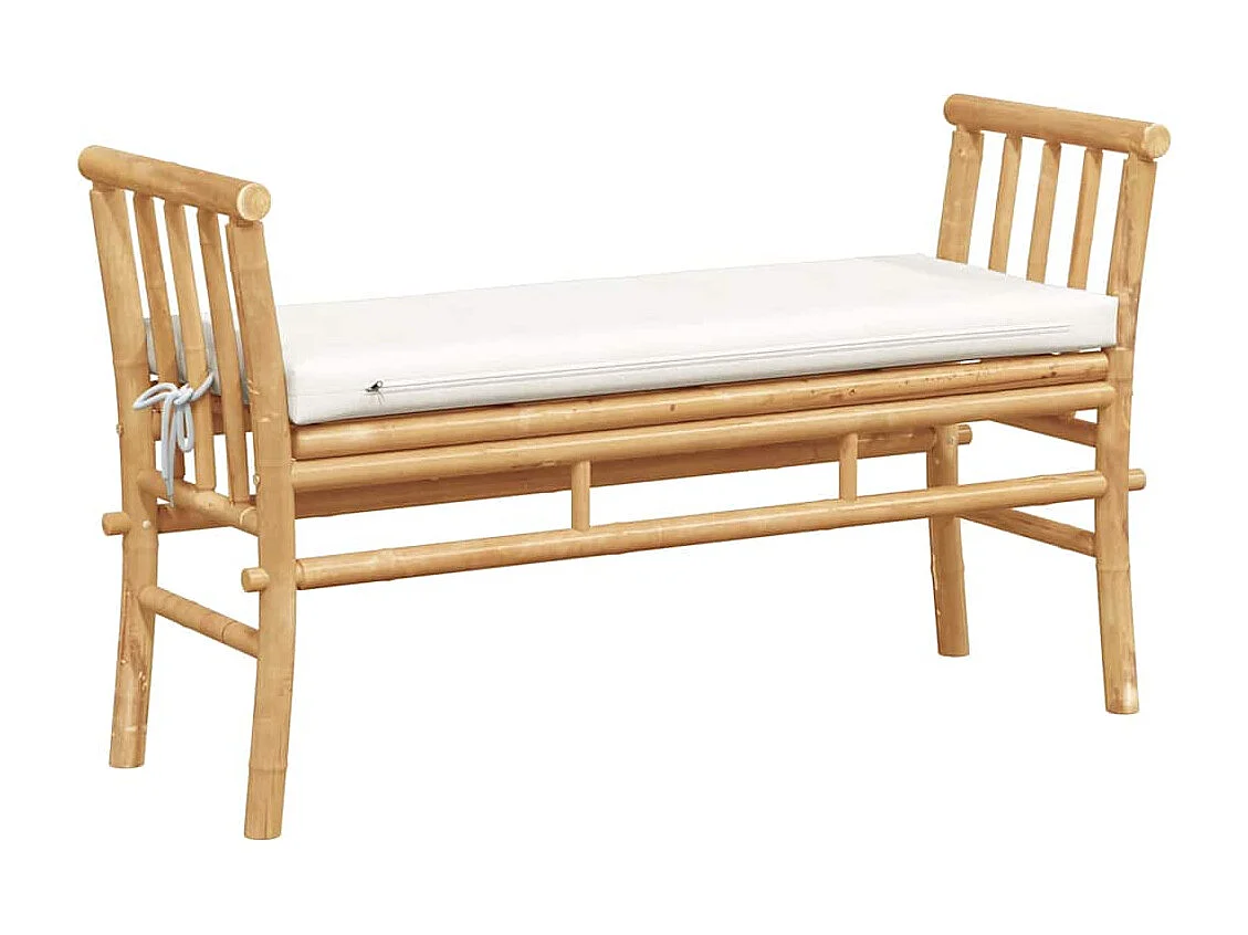 Banc de jardin avec coussin Marron 110 x 38 x 65cm Bambou