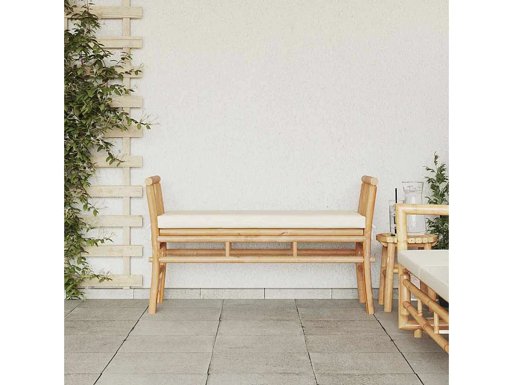 Banc de jardin avec coussin Marron 110 x 38 x 65cm Bambou