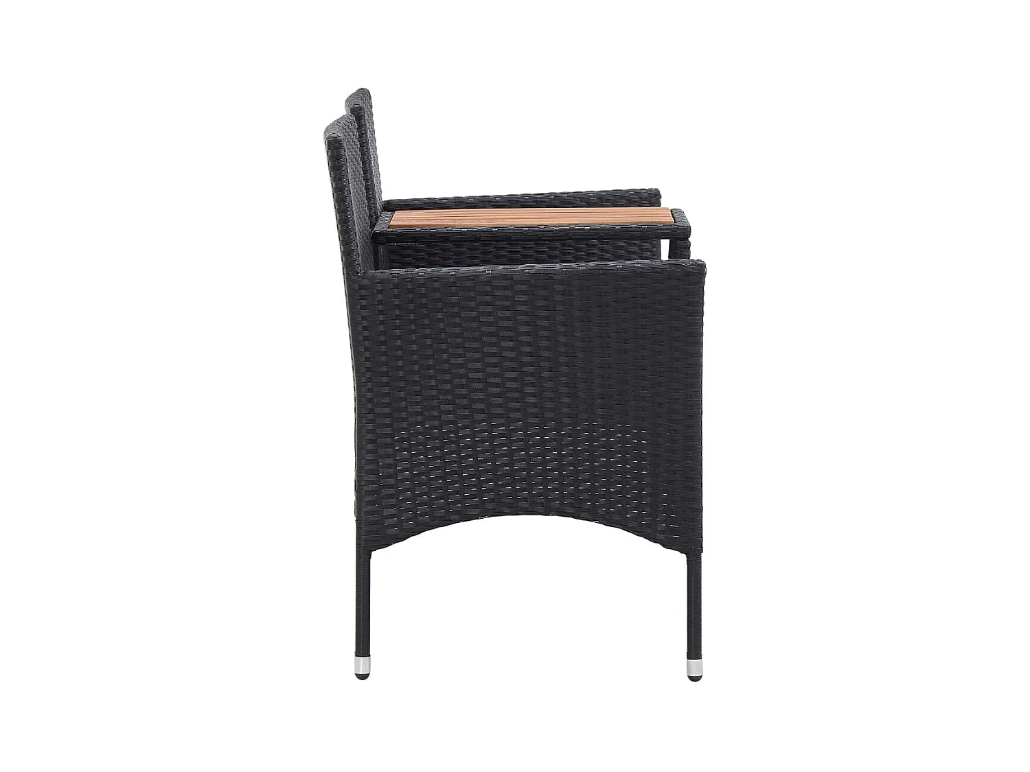 Banco de jardín de 2 plazas y mesa de té 143cm Resina tejida negra