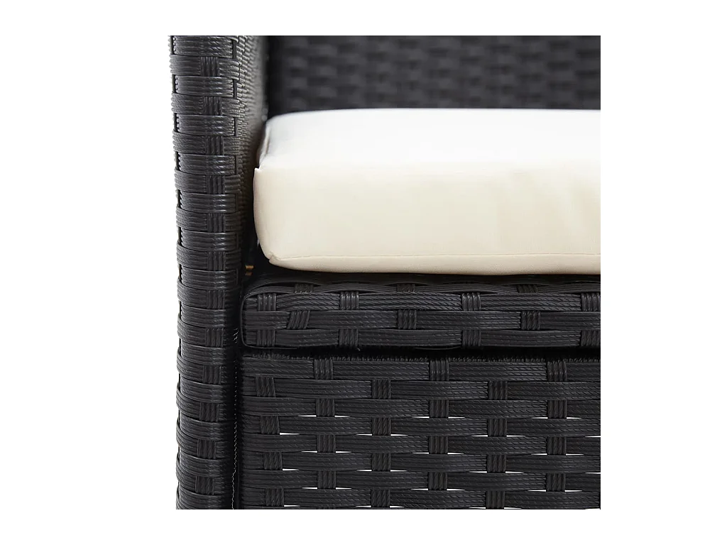 Banco de jardín de 2 plazas y mesa de té 143cm Resina tejida negra