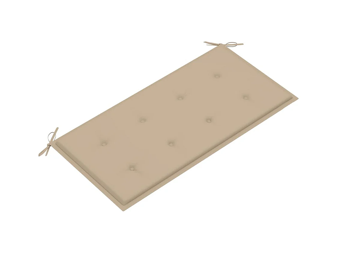 Banco de jardín con cojín beige 112 cm Madera maciza de teca