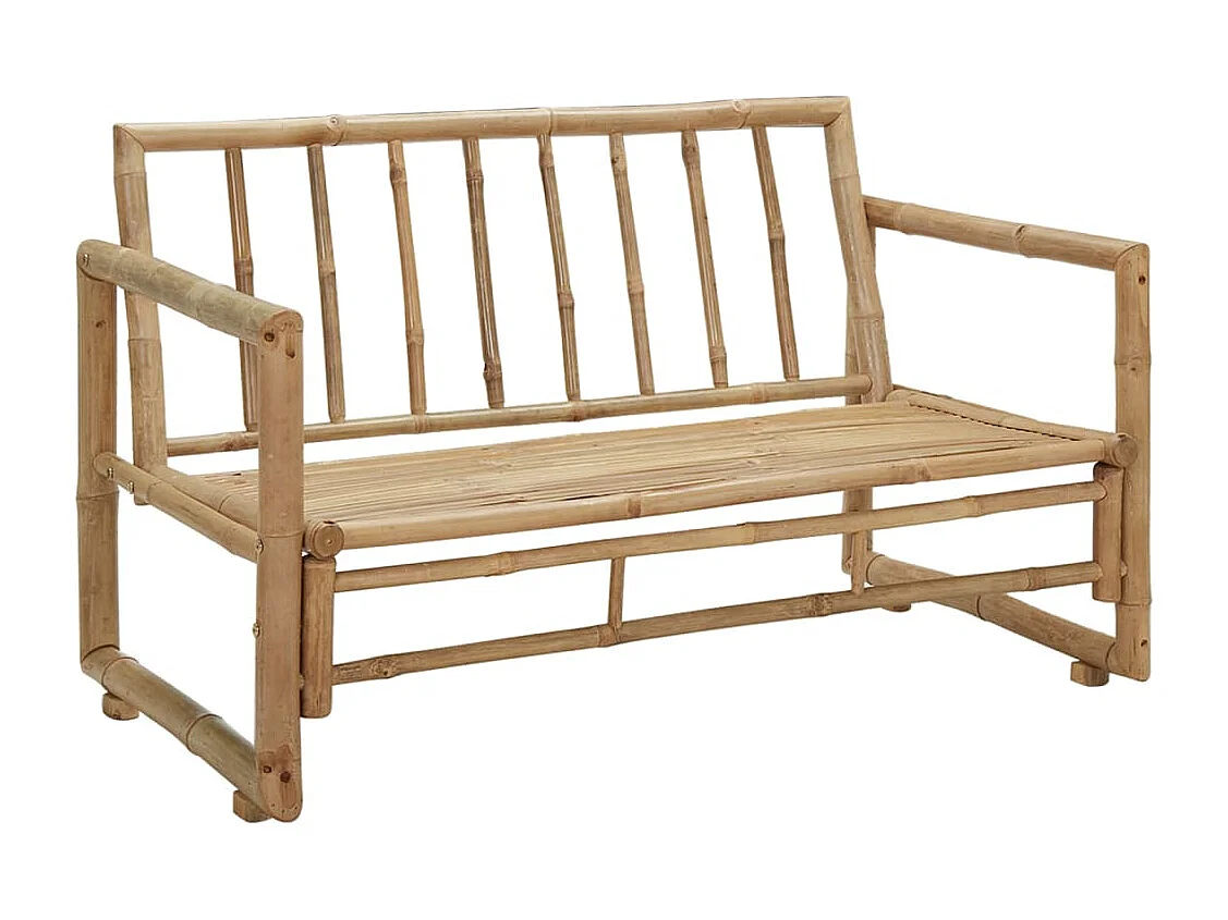 Divano da giardino a 2 posti con cuscini in bambù