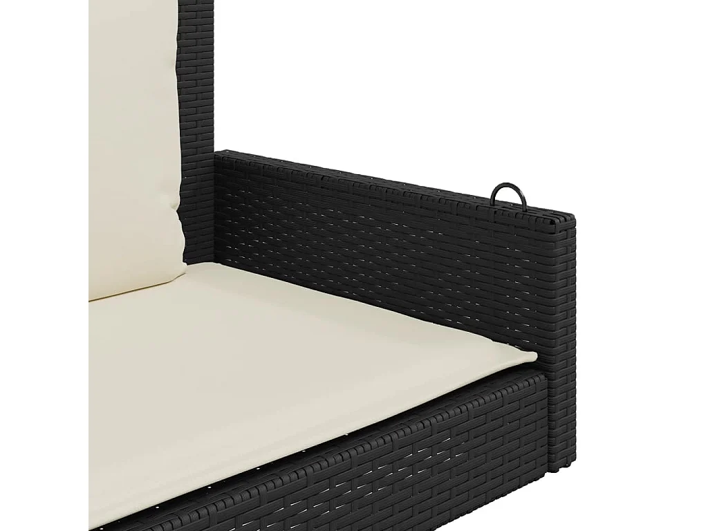 Asiento de columpio con cojines negros 119x56x48 cm resina tejida
