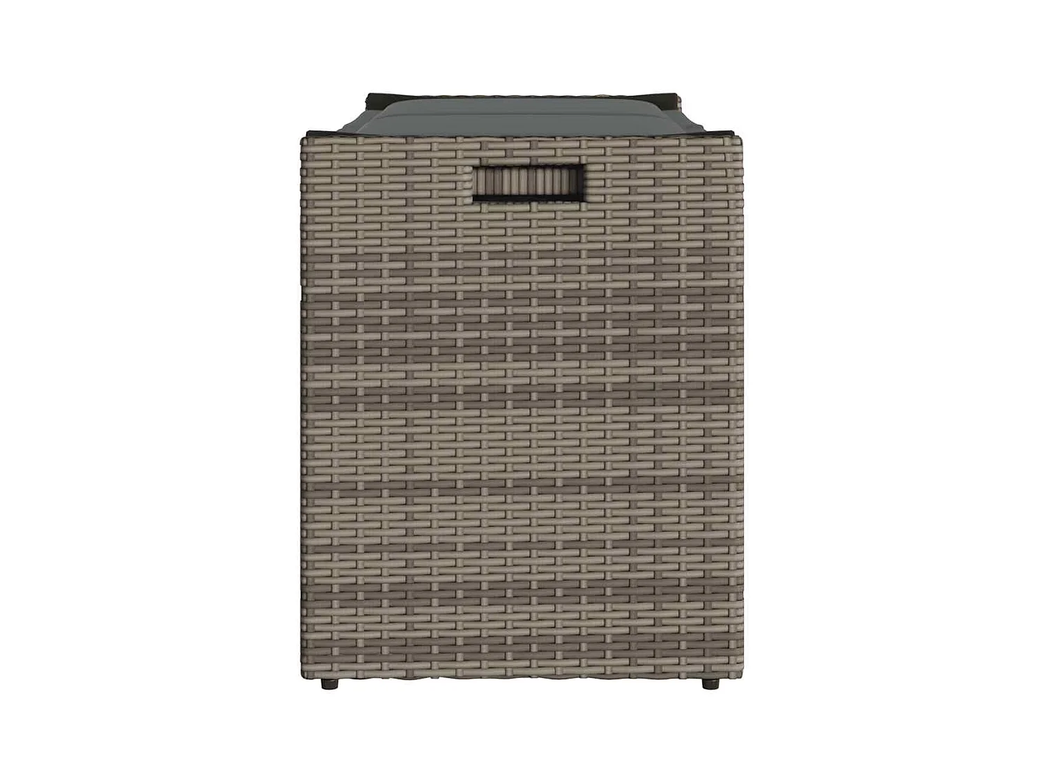 Panca contenitore da esterno con cuscino grigio 100 cm in resina intrecciata
