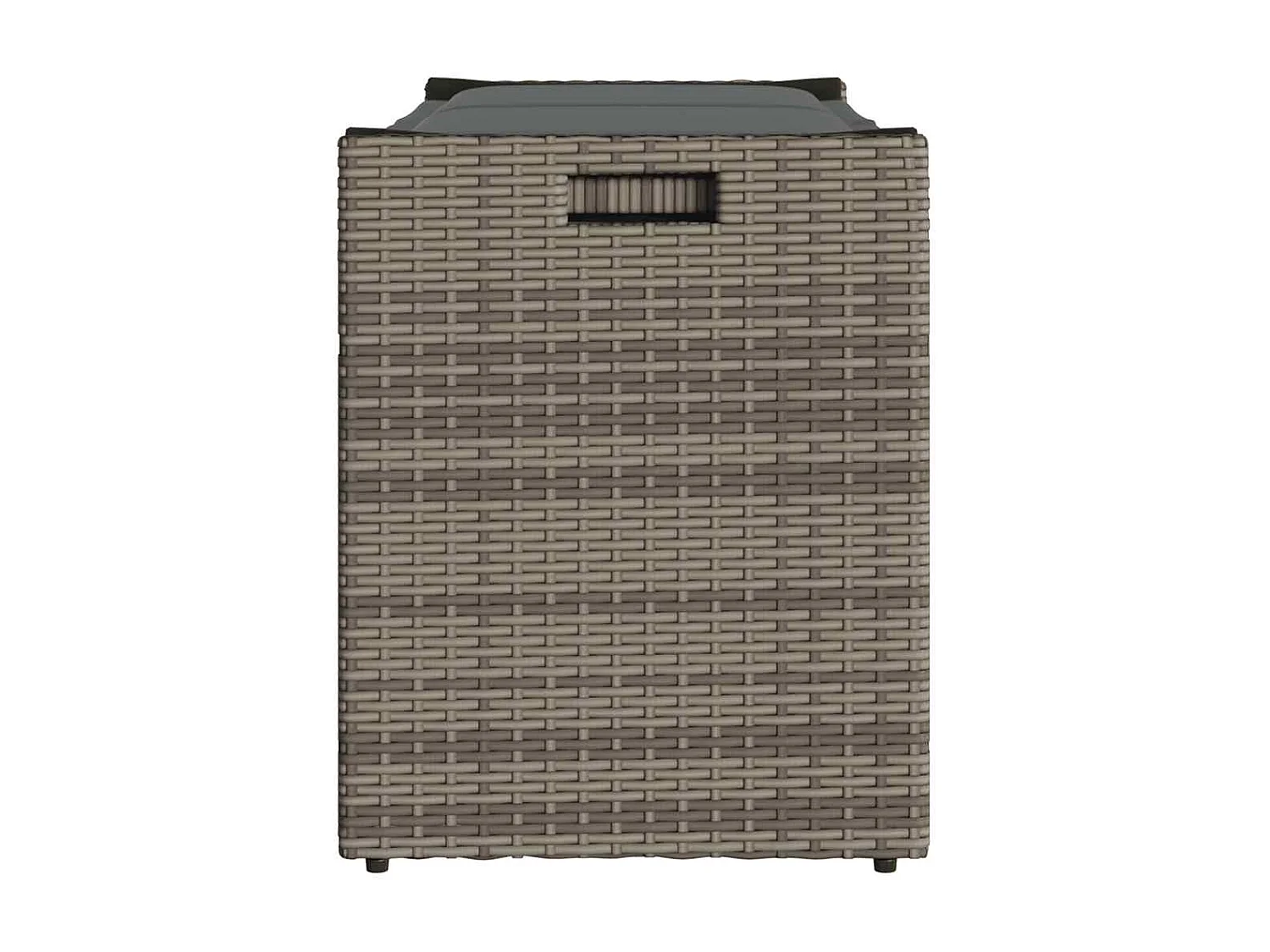 Panca contenitore da esterno con cuscino grigio 100 cm in resina intrecciata