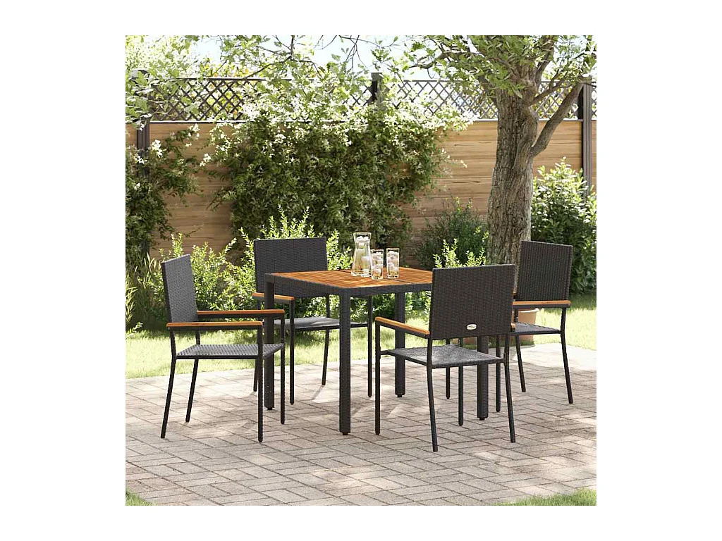 Ensemble de salle à manger pour jardin 5 pcs Noir, Marron