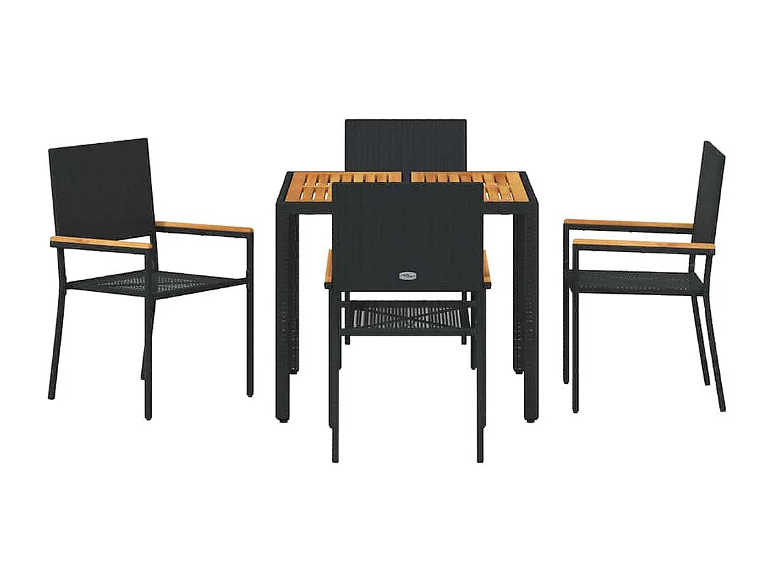 Juego de comedor de jardín de 5 piezas Negro, Marrón