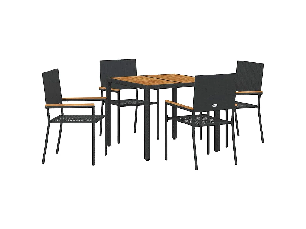 Set da pranzo da giardino 5 pezzi Nero, Marrone