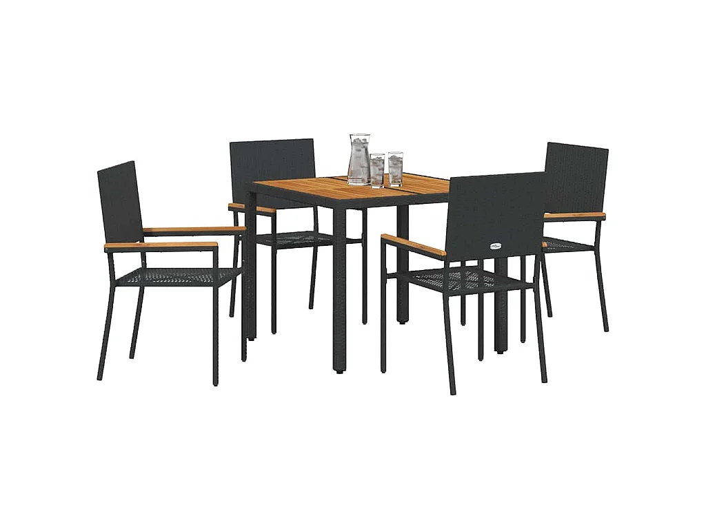 Set da pranzo da giardino 5 pezzi Nero, Marrone
