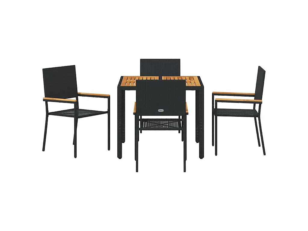 Set da pranzo da giardino 5 pezzi Nero, Marrone