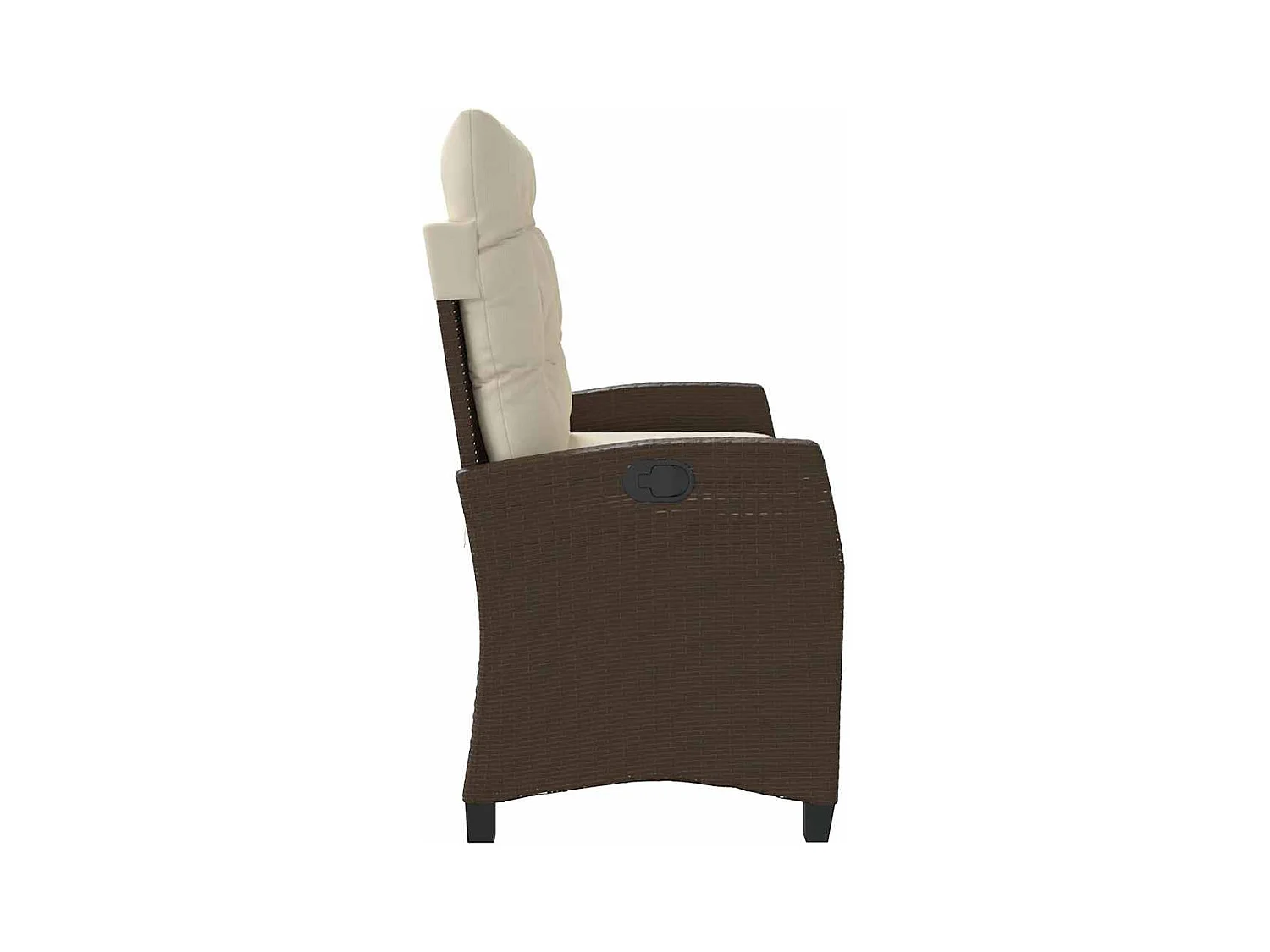 Banco de jardín reclinable con cojines de mimbre de resina marrón