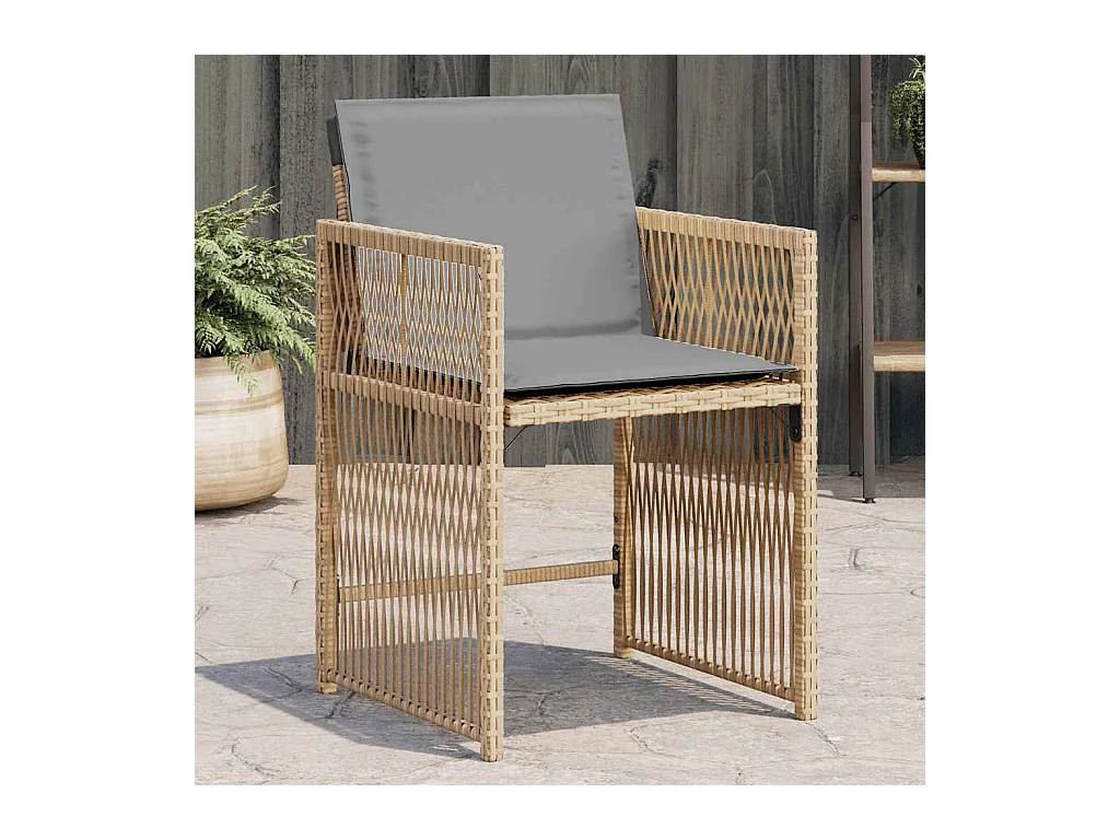 Set di 4 sedie da giardino con cuscini beige mix