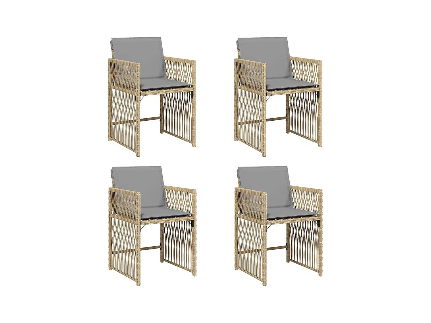 Set di 4 sedie da giardino con cuscini beige mix