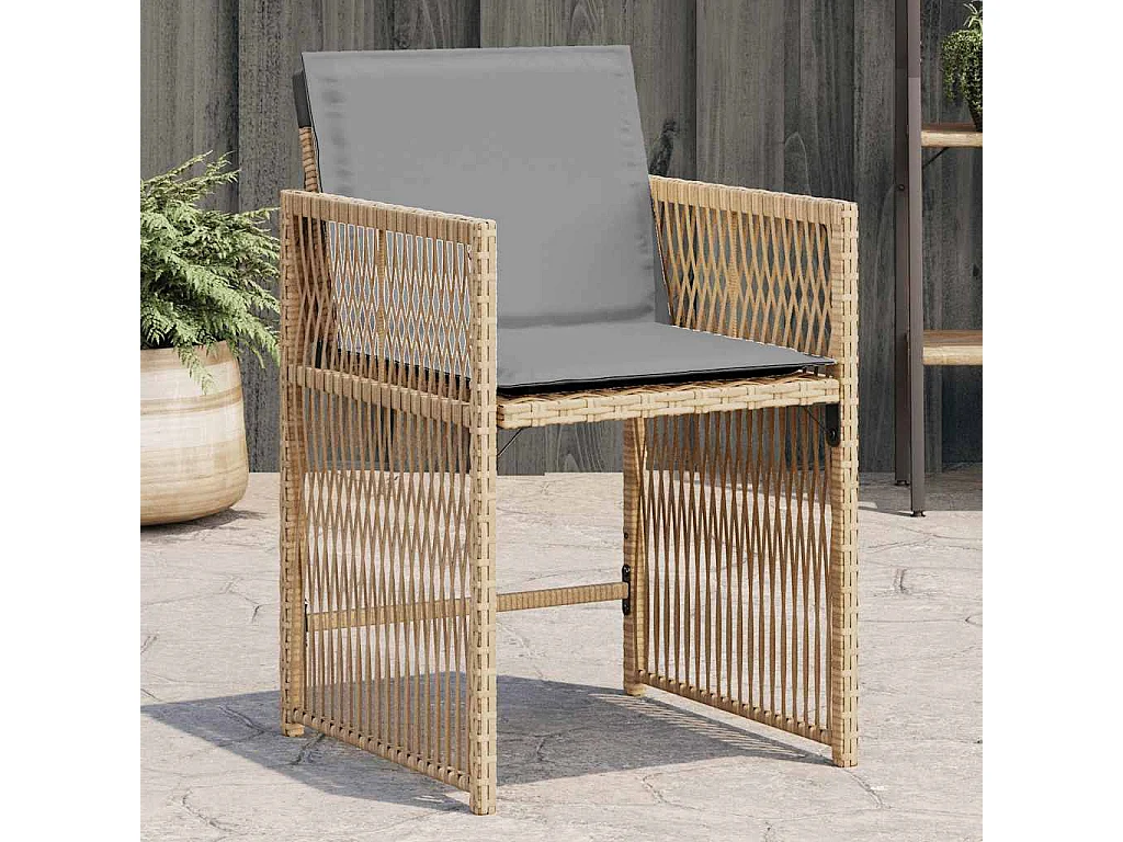 Set di 4 sedie da giardino con cuscini beige mix