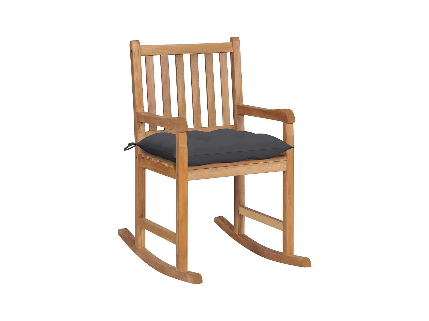 Chaise à bascule avec coussin anthracite Bois de teck solide