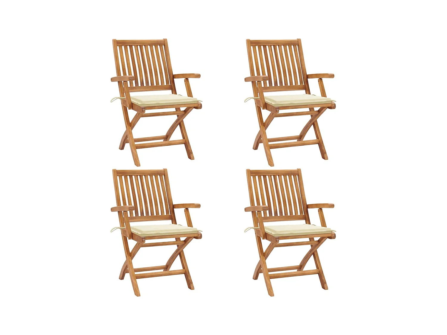 Chaises pliables de jardin avec coussins lot de 4 Teck solide