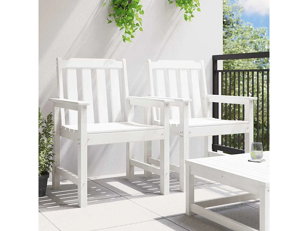 Chaise de jardin. 2 pcs Blanc 65,5 x 59 x 88cm Plastique