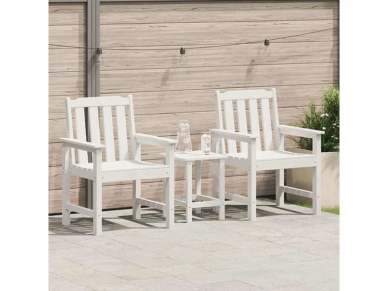 Chaise de jardin. 2 pcs Blanc 65,5 x 59 x 88cm Plastique