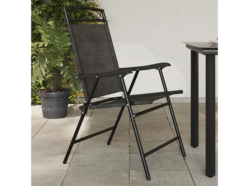 Chaises de jardin pliables lot de 4 en acier et textilène