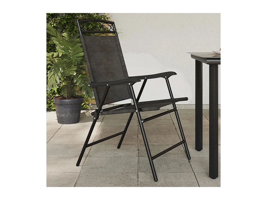 Chaises de jardin pliables lot de 4 en acier et textilène