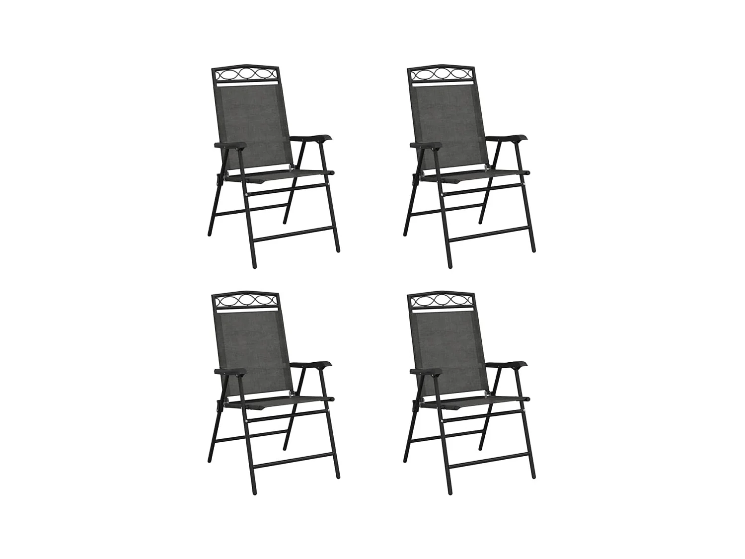 Chaises de jardin pliables lot de 4 en acier et textilène