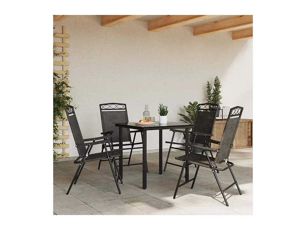 Chaises de jardin pliables lot de 4 en acier et textilène