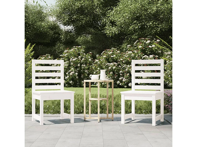 Chaises de jardin lot de 2 blanc 50x48x91,5 cm bois massif pin