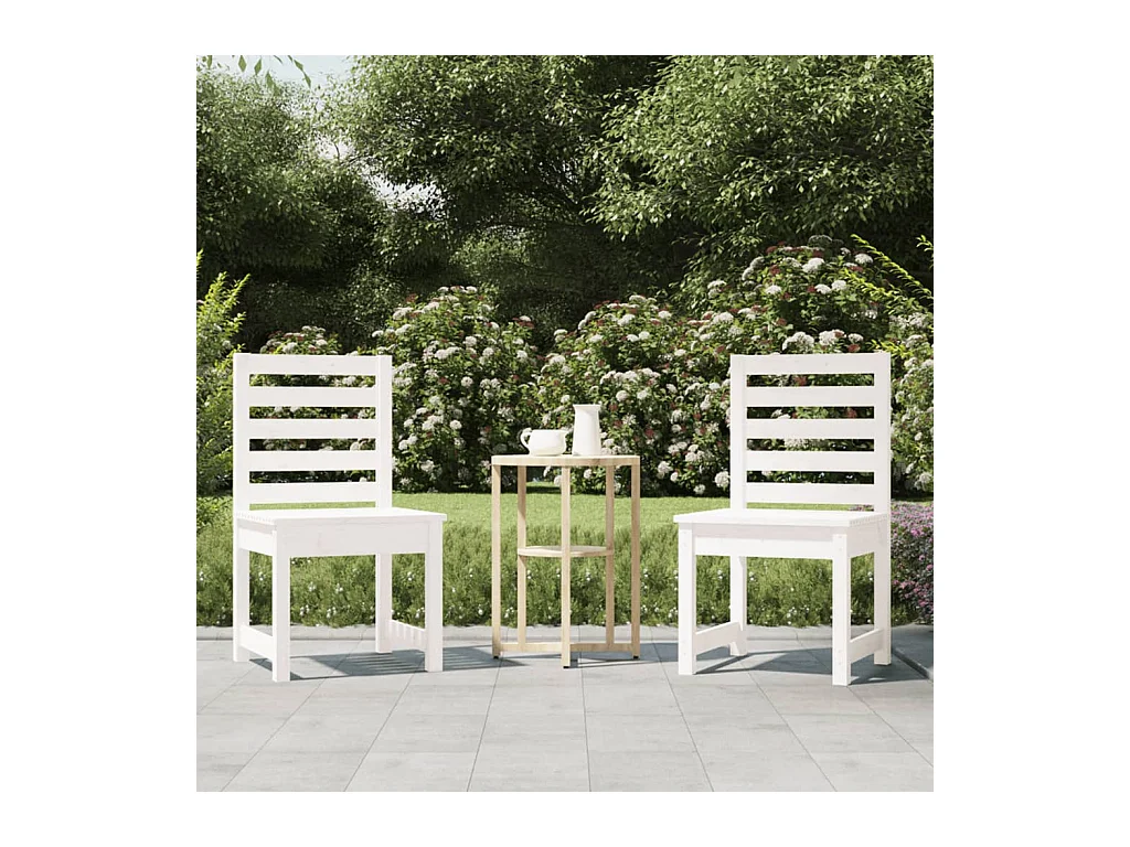 Chaises de jardin lot de 2 blanc 50x48x91,5 cm bois massif pin