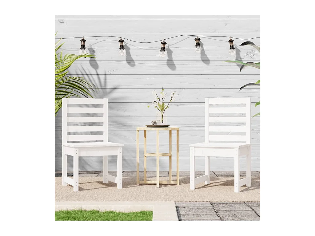 Chaises de jardin lot de 2 blanc 50x48x91,5 cm bois massif pin