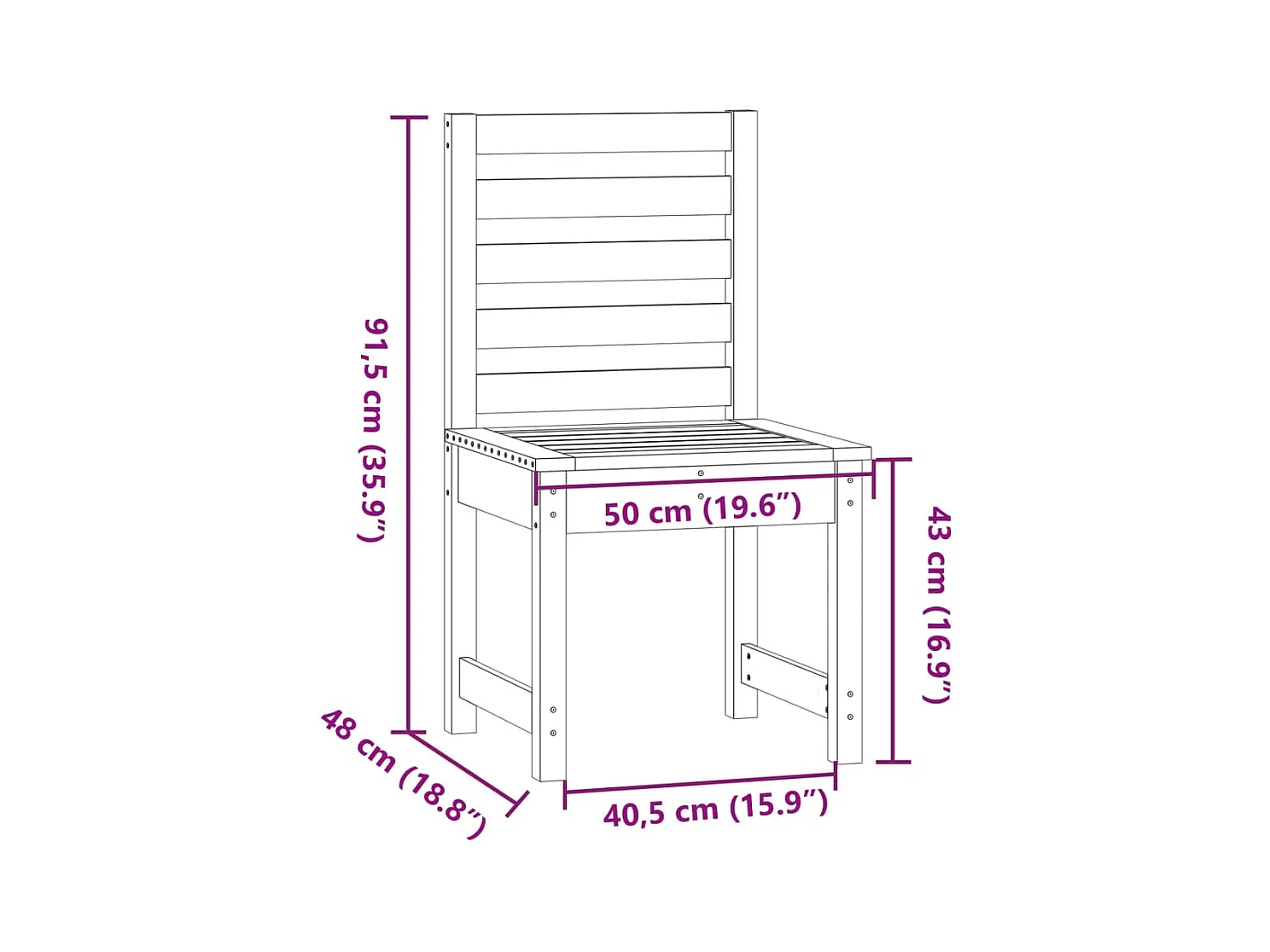 Tuinstoelen set van 2 wit 50x48x91,5 cm massief grenenhout