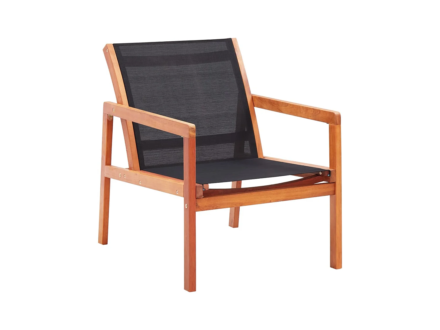 Schwarzer Gartenstuhl aus massivem Eukalyptusholz und Textilene