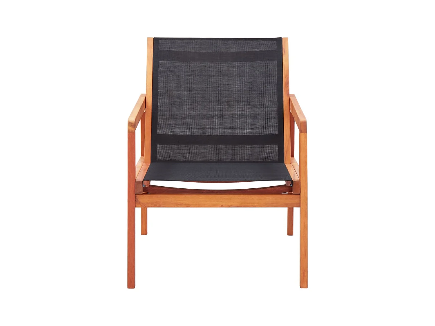 Schwarzer Gartenstuhl aus massivem Eukalyptusholz und Textilene