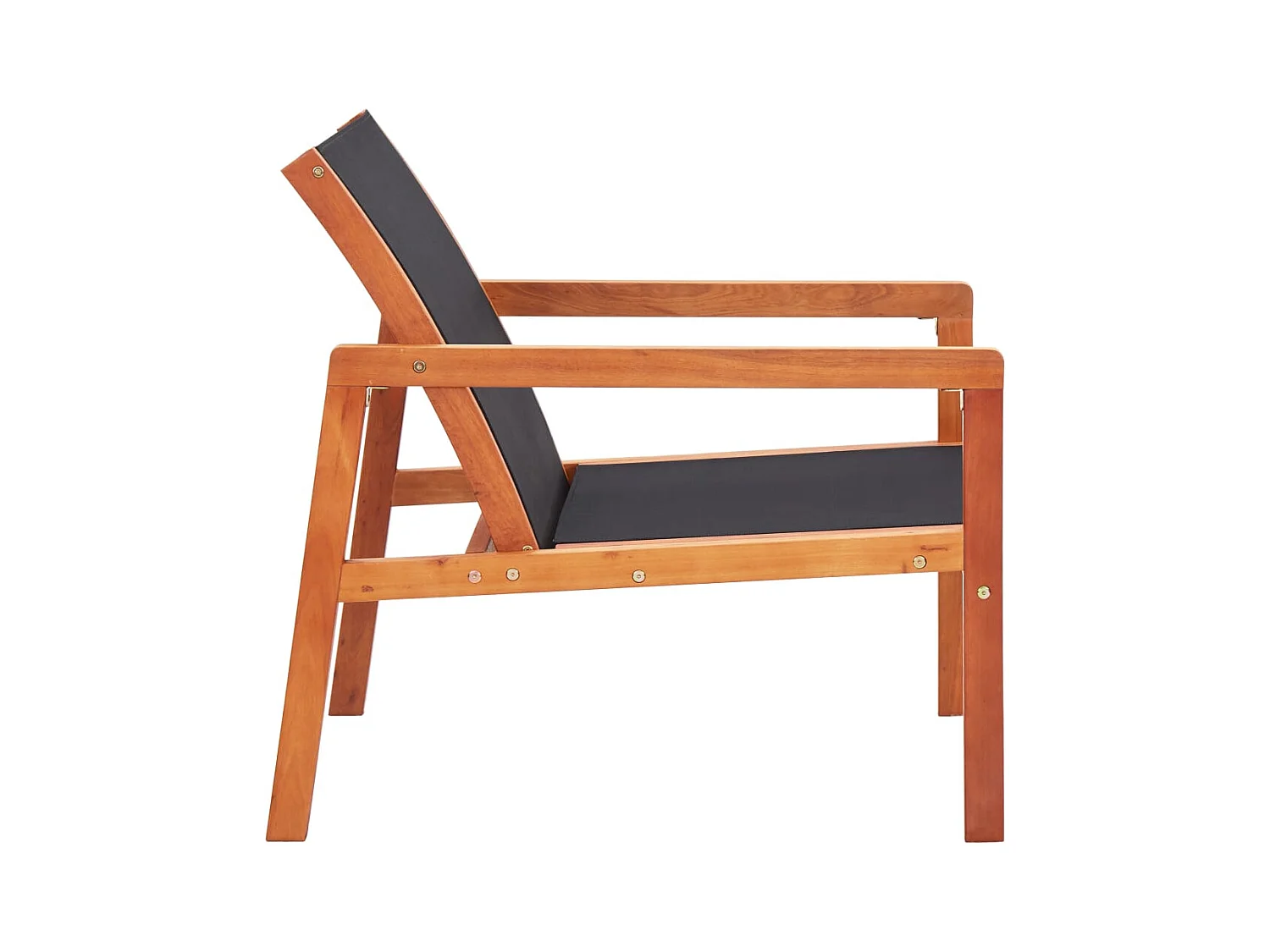 Schwarzer Gartenstuhl aus massivem Eukalyptusholz und Textilene