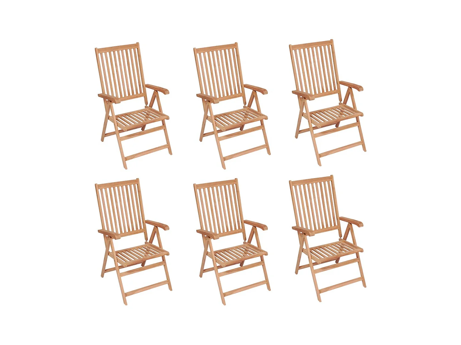Set van 6 tuinstoelen van massief teakhout
