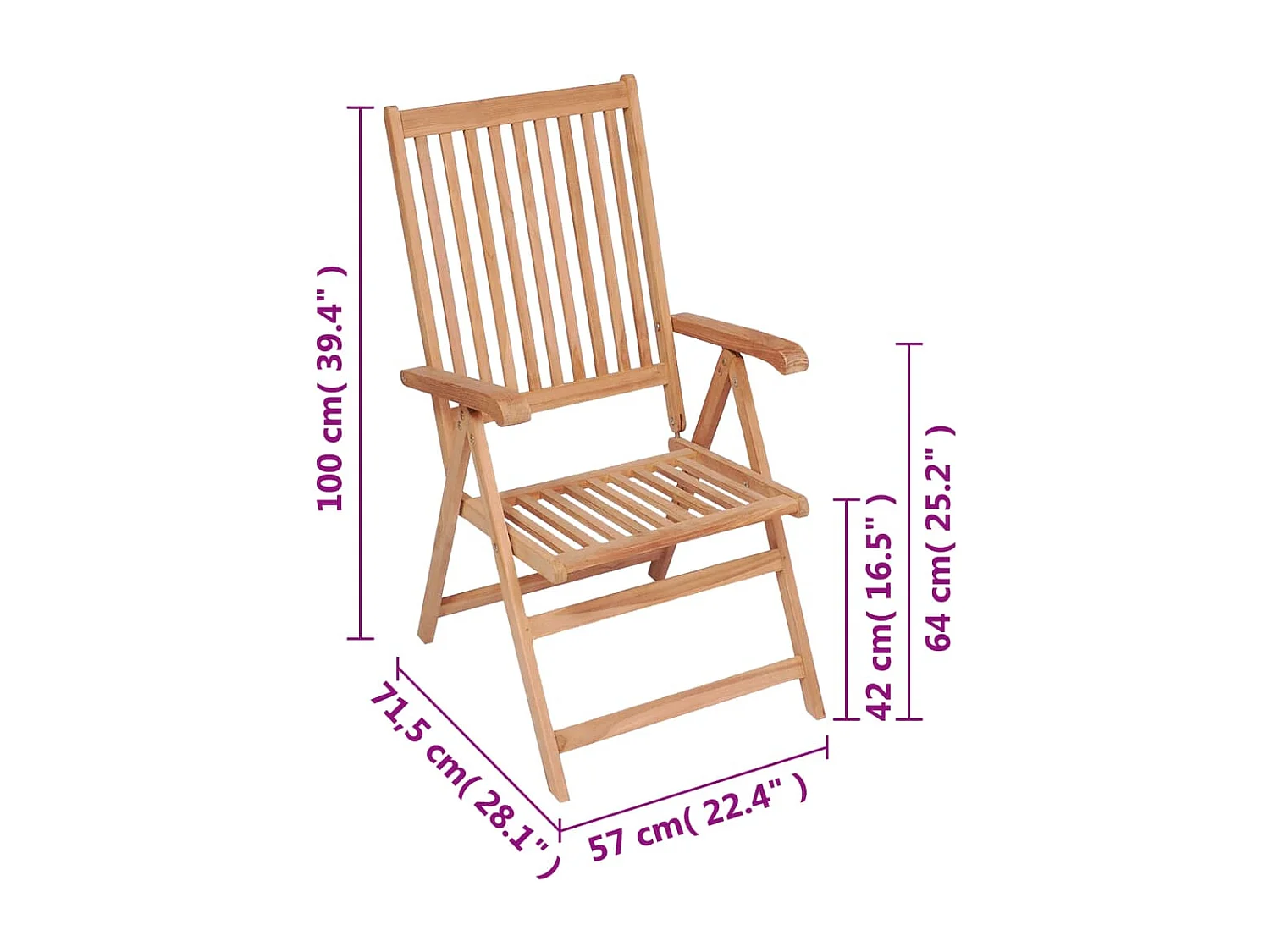 Set van 6 tuinstoelen van massief teakhout