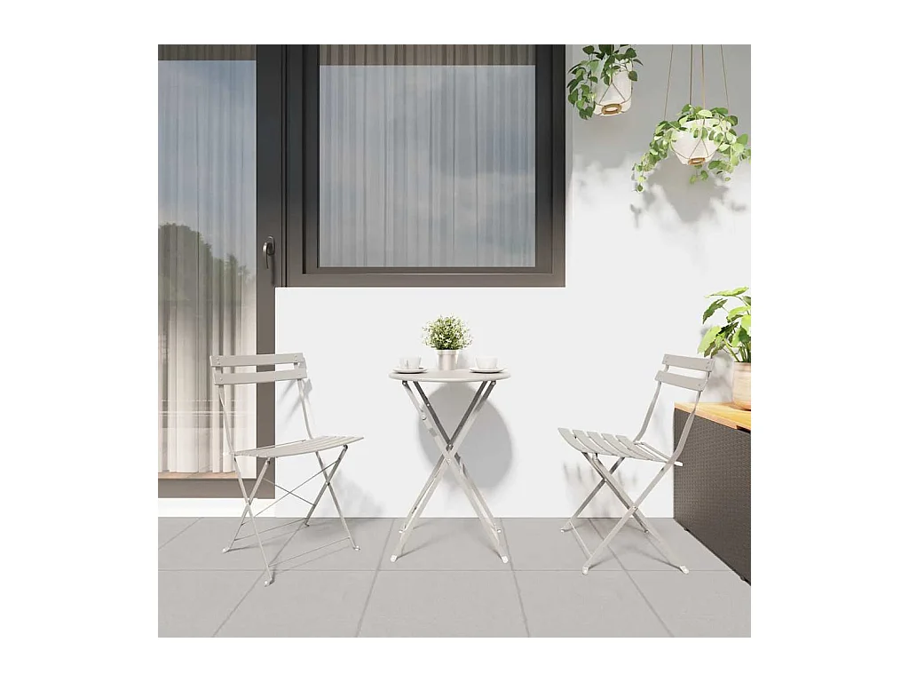 Chaise de jardin pliante 2 pcs Beige 42 x 46 x 82cm Acier