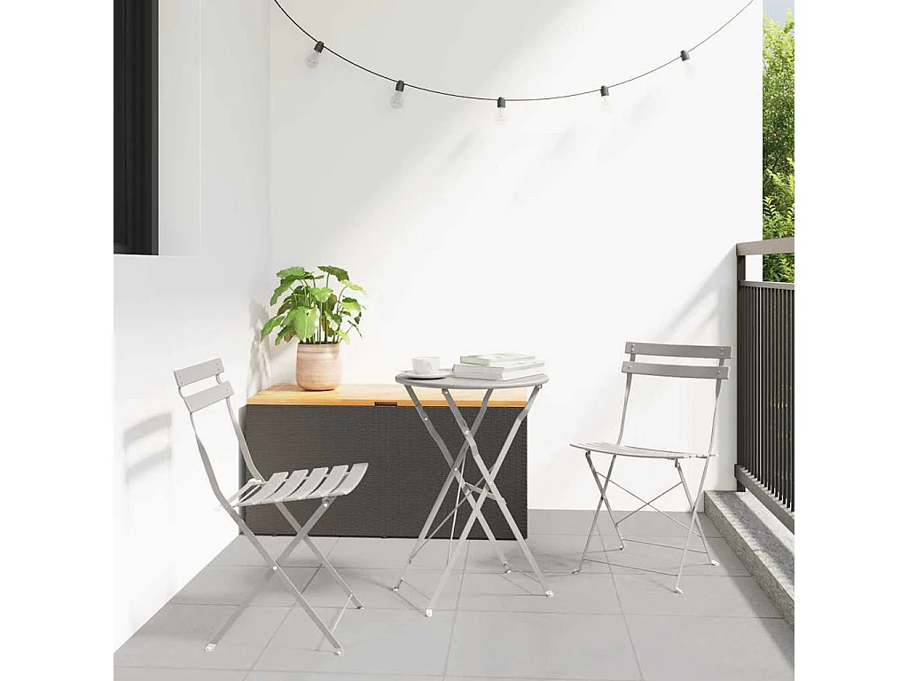 Chaise de jardin pliante 2 pcs Beige 42 x 46 x 82cm Acier