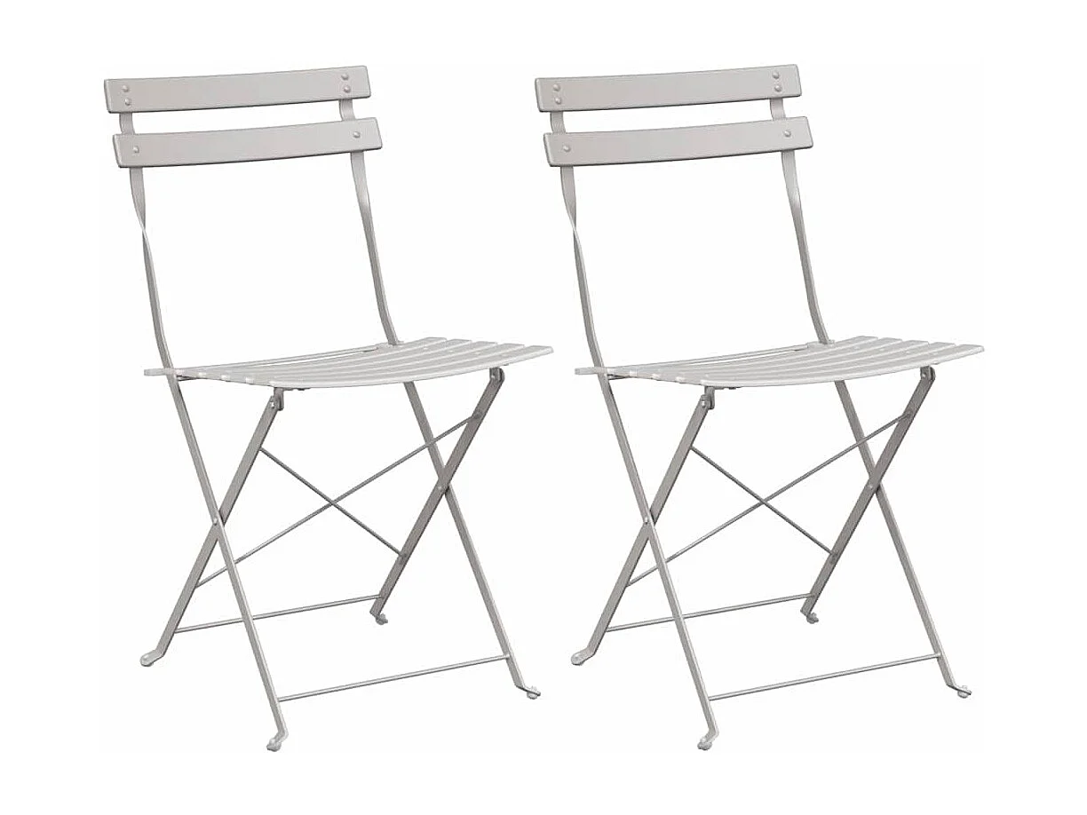 Chaise de jardin pliante 2 pcs Beige 42 x 46 x 82cm Acier