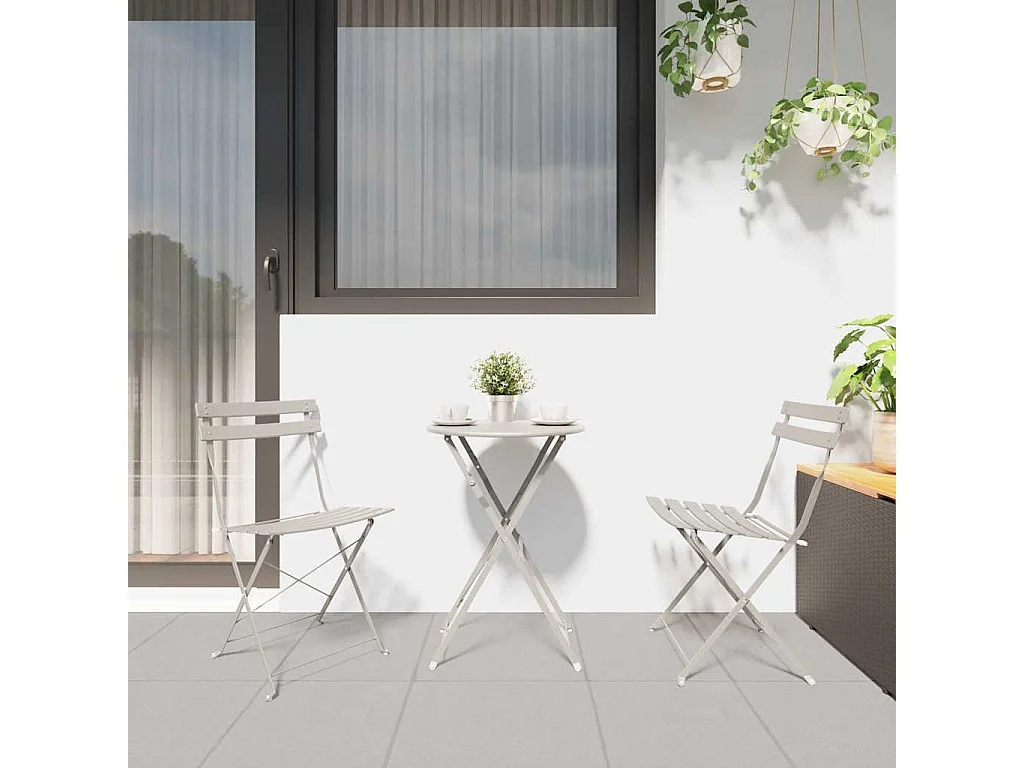 Chaise de jardin pliante 2 pcs Beige 42 x 46 x 82cm Acier